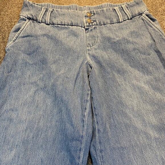 Happily Grey Wide Leg Jeans Womens 13 34x31 Lightweight Pants Blue Medium Wash - Picture 2 of 8